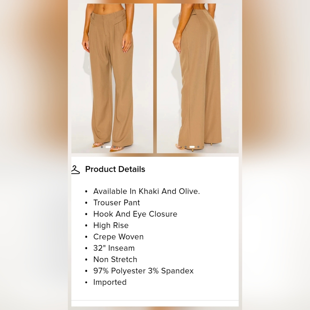 Fashion Nova Olive High Rise Trousers